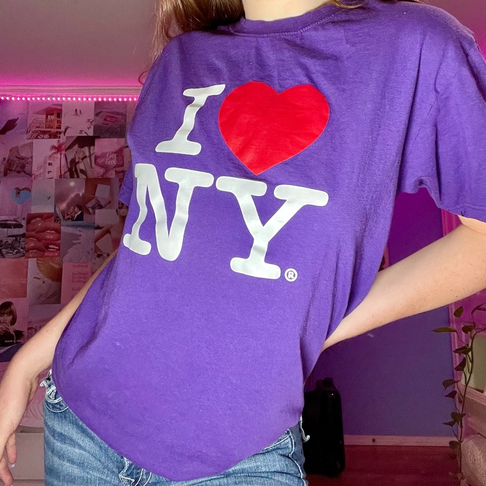 Purple I Love New York Graphic Tshirt